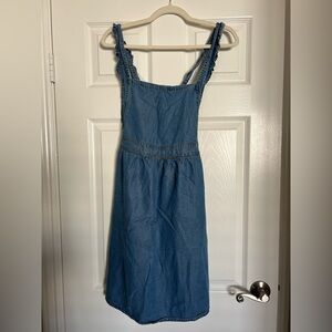 Indi & Cold San Sebastián Denim Lyocell Open Back Halter Mini Dress